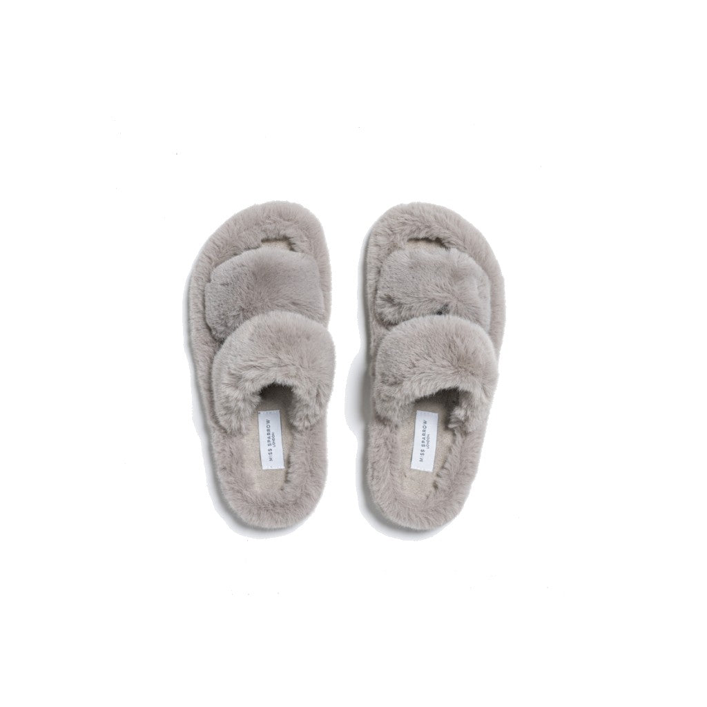 Gray fuzzy sale slippers