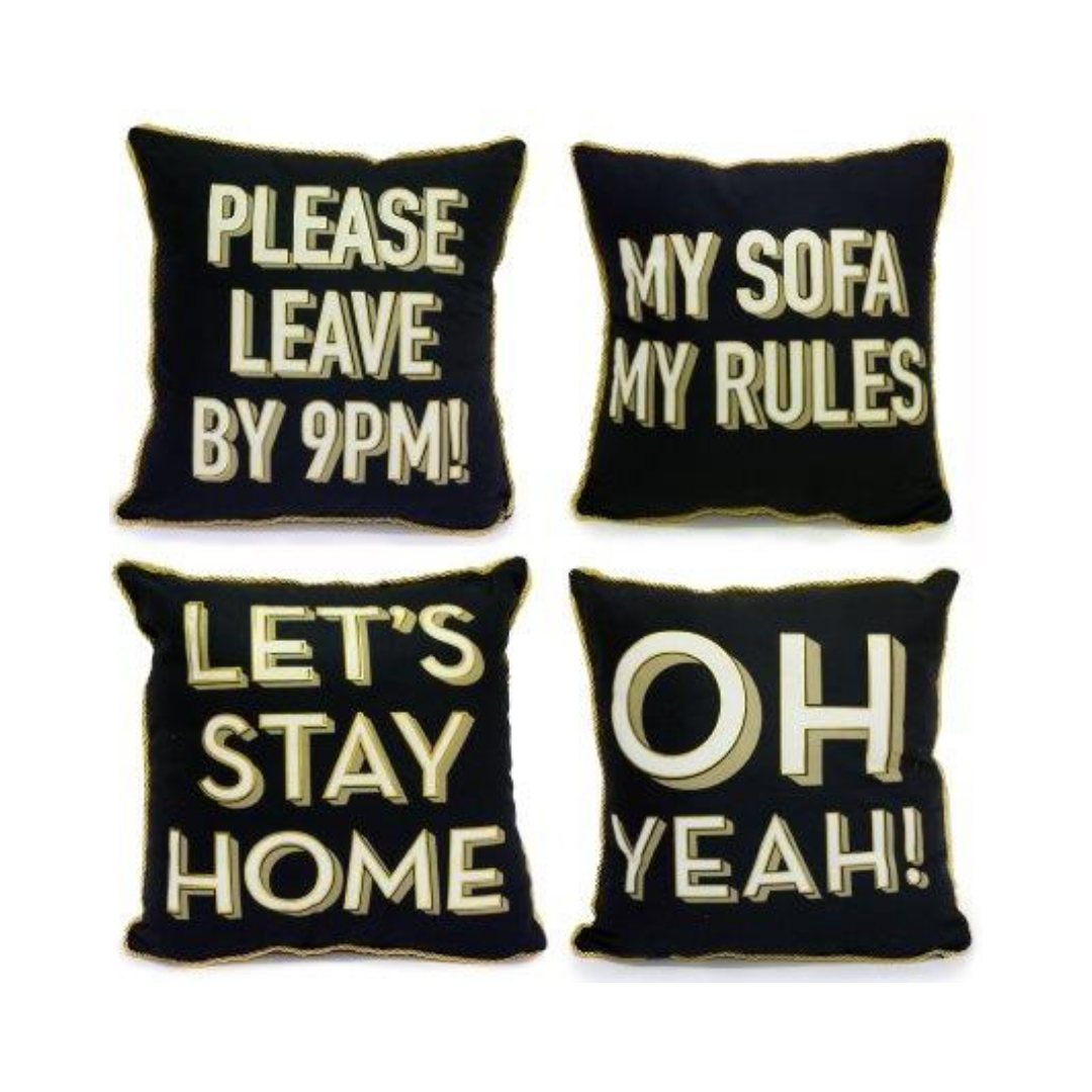 Oh Yeah! Black & Gold Typography Cushion