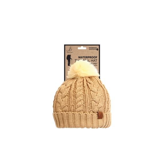 Waterproof Caramel Pom Pom Beanie