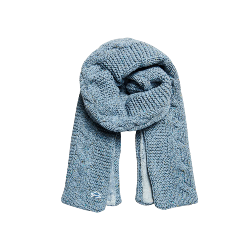 Superdry Vintage Cable Soft Blue Tweed Scarf