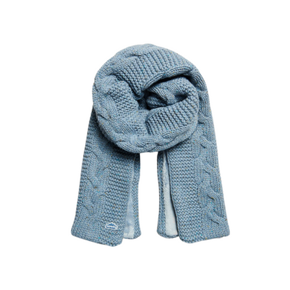 Superdry Vintage Cable Soft Blue Tweed Scarf