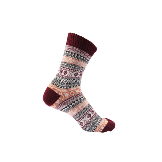 Patterned Burgundy Socks