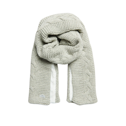 Superdry Vintage Cable Light Grey Tweed Scarf