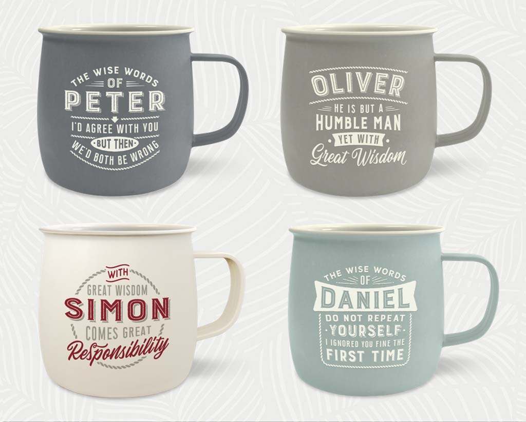 Melamine Personalised Men's Names Outdoor Mugs