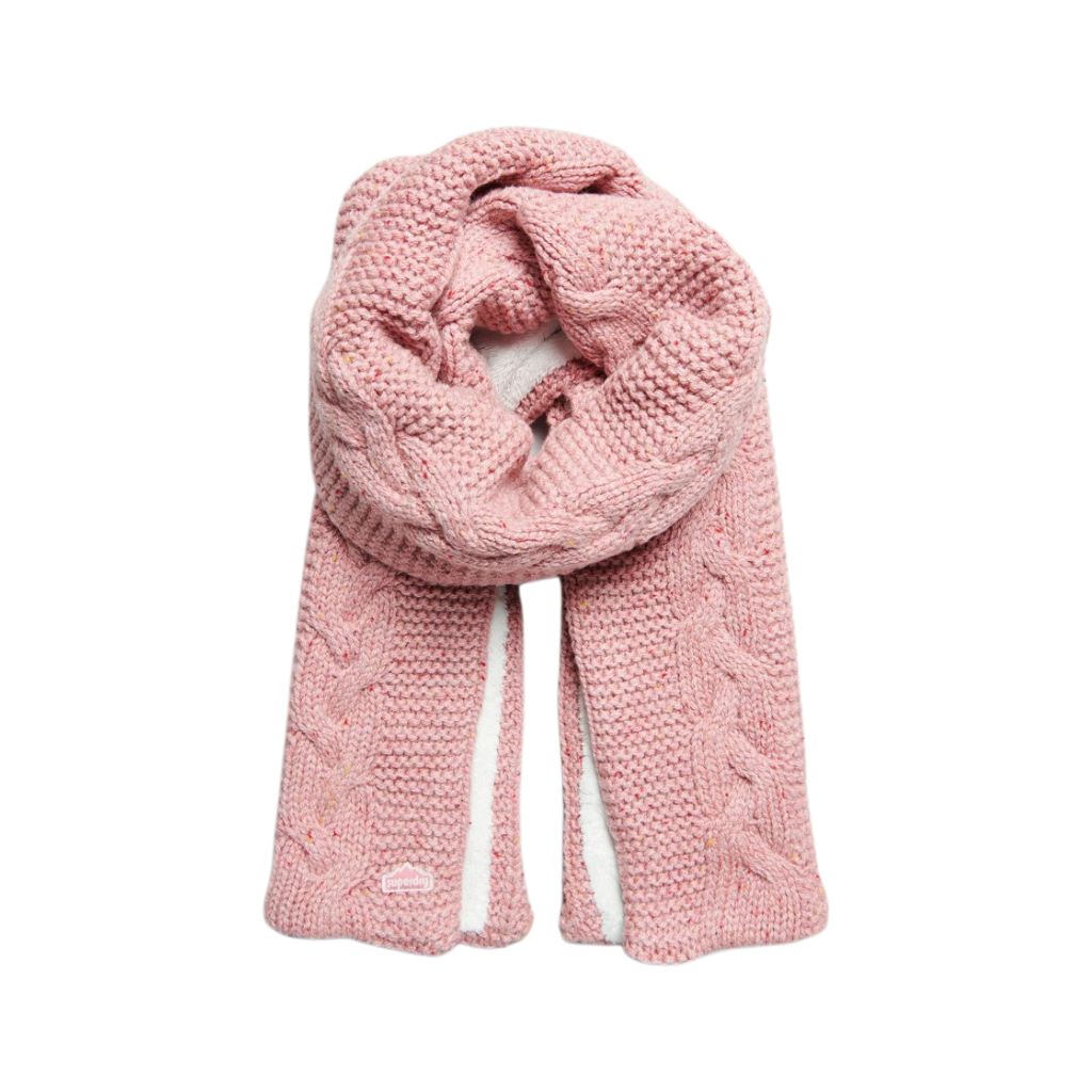 Superdry Vintage Cable Rose Pink Tweed Scarf