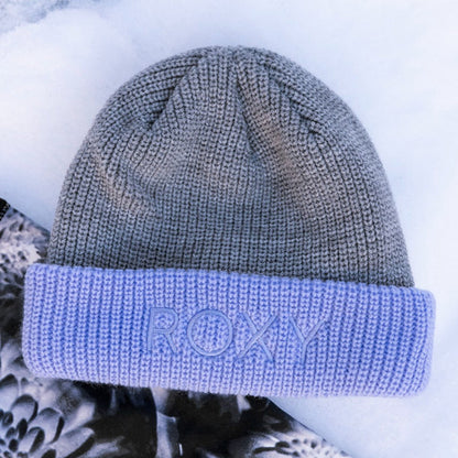 Roxy Rib Knit Heather Grey Beanie