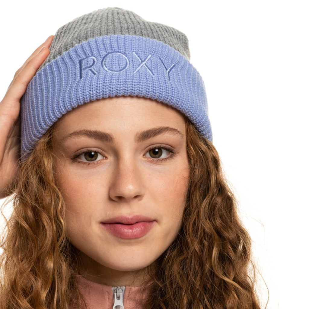 Roxy Rib Knit Heather Grey Beanie