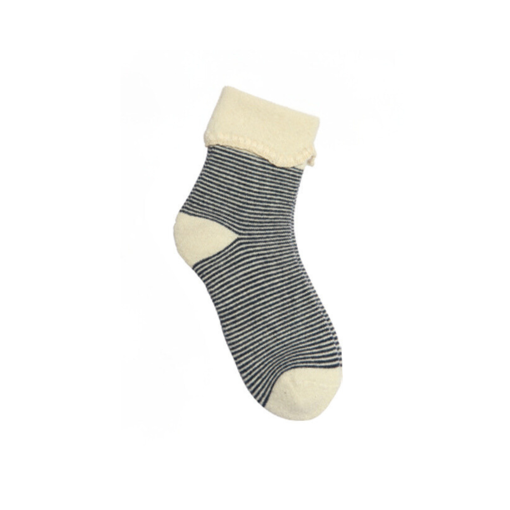 Navy & White Stripe Turnover Socks