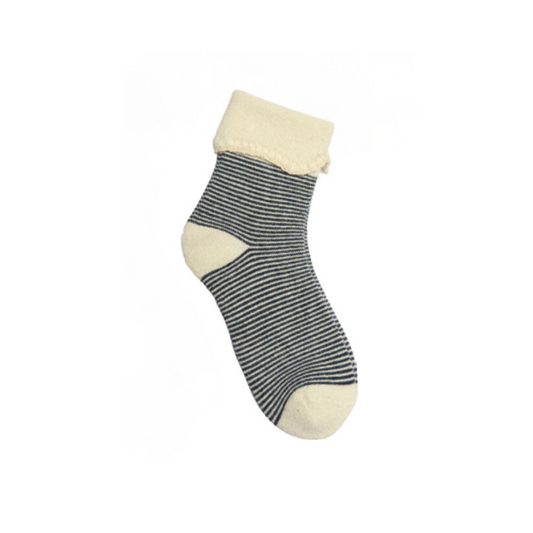 Navy & White Stripe Turnover Socks