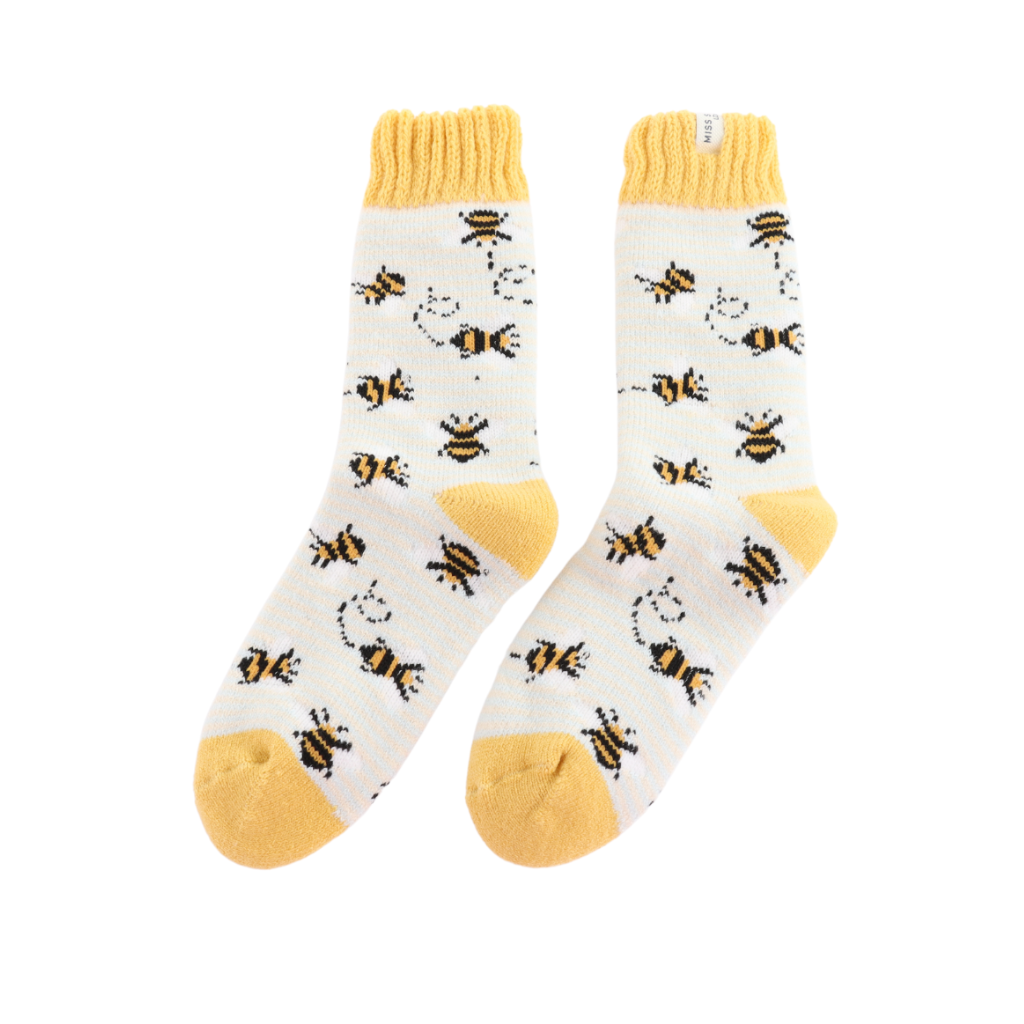 Miss Sparrow Bees & Stripes Winter Socks