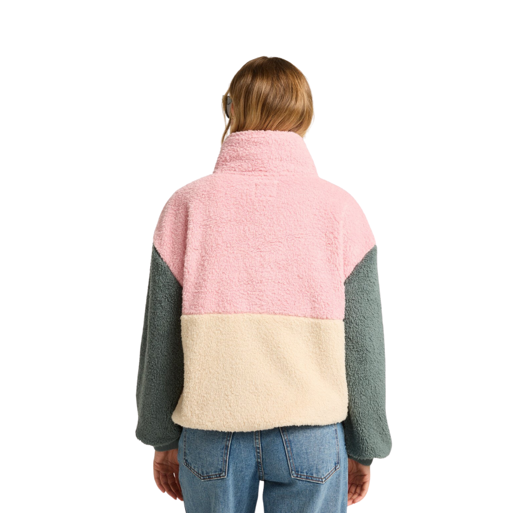 Billabong Half Zip Pink, Grey & Cream Fleece Jumper