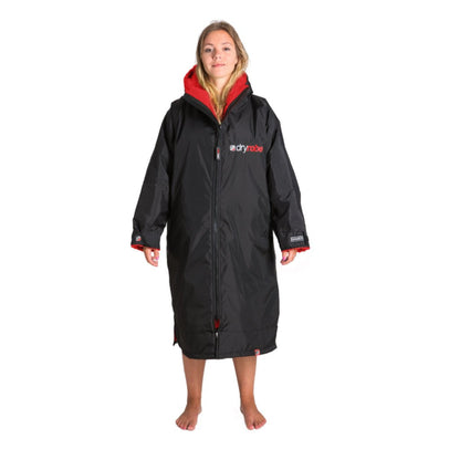 dryrobe Long Sleeve Black & Red Changing Robe (Adult)