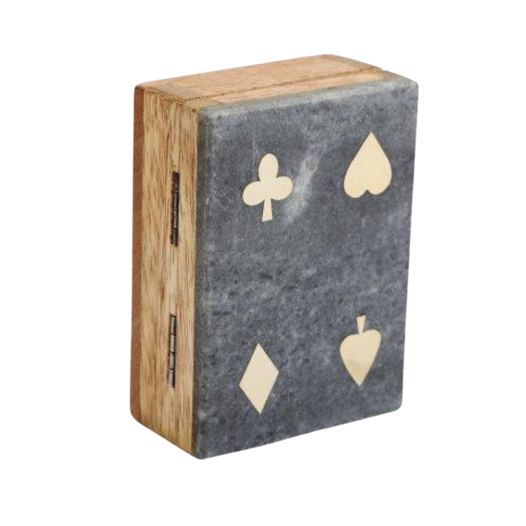 Marble Topped Box & Playing Cards