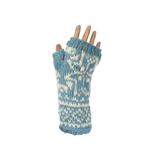 Pale Blue Knitted Handwarmers