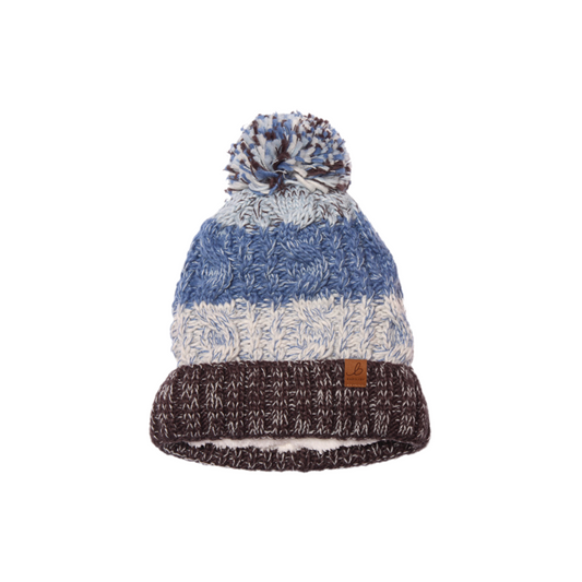 Blue Stripe Waterproof Bobble Hat