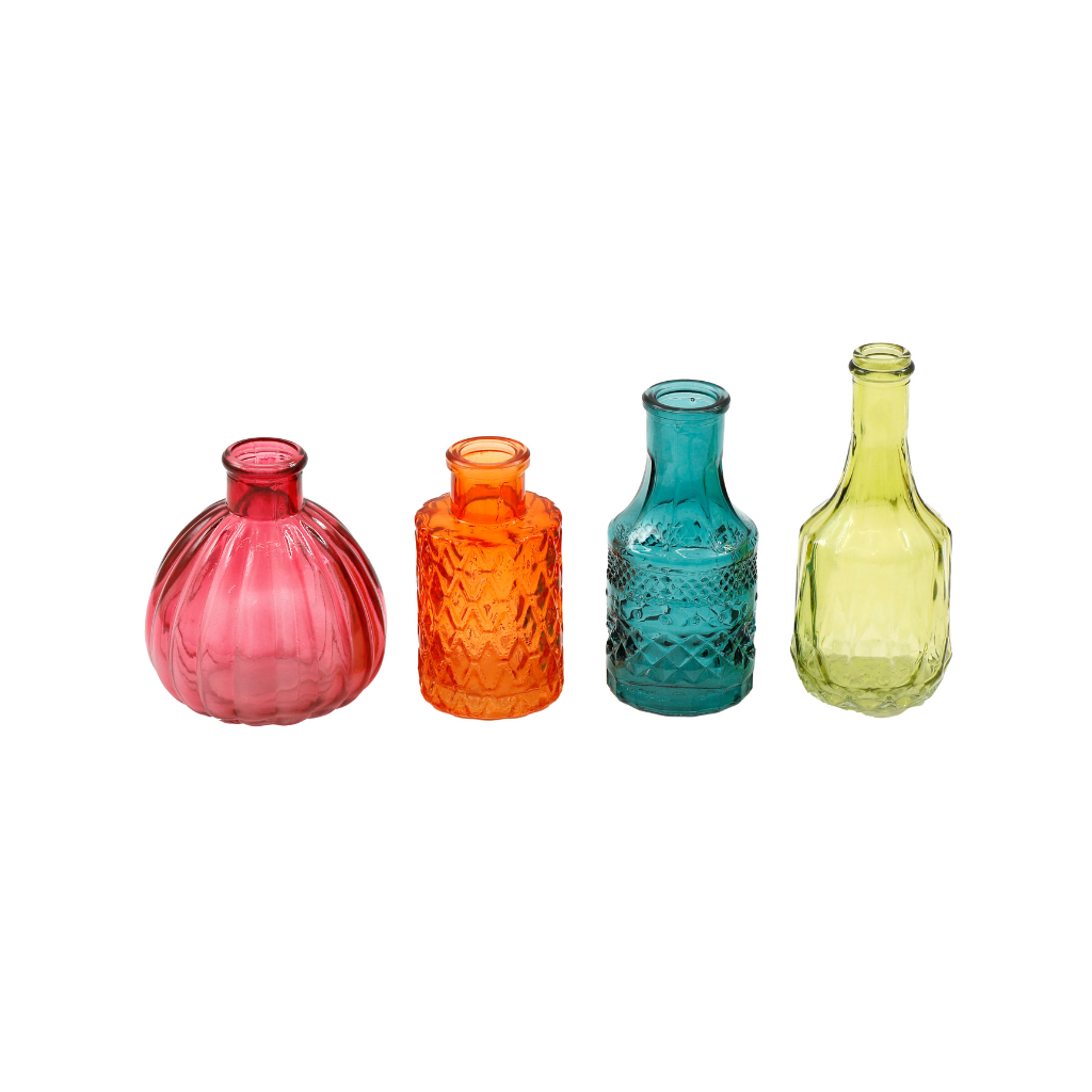 Boho Coloured Posy Vases (Set of 4)