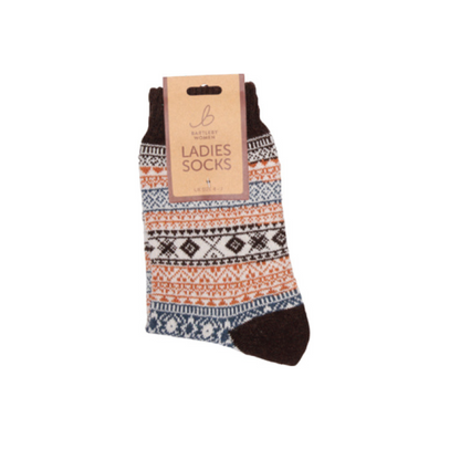 Patterned Brown Socks