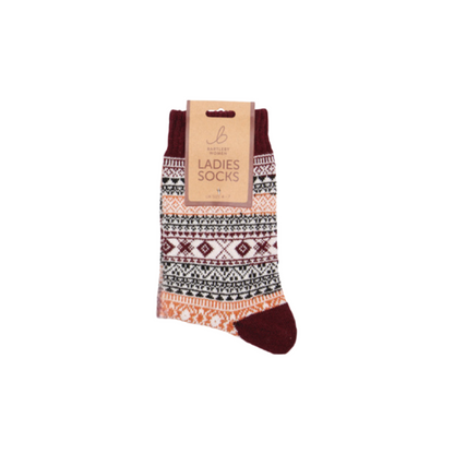 Patterned Burgundy Socks