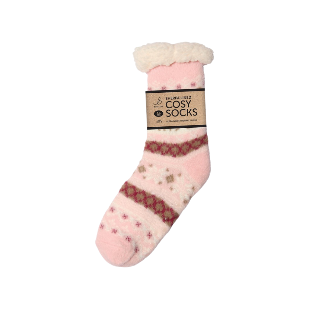 Super Soft Sherpa Pink Star Slipper Socks