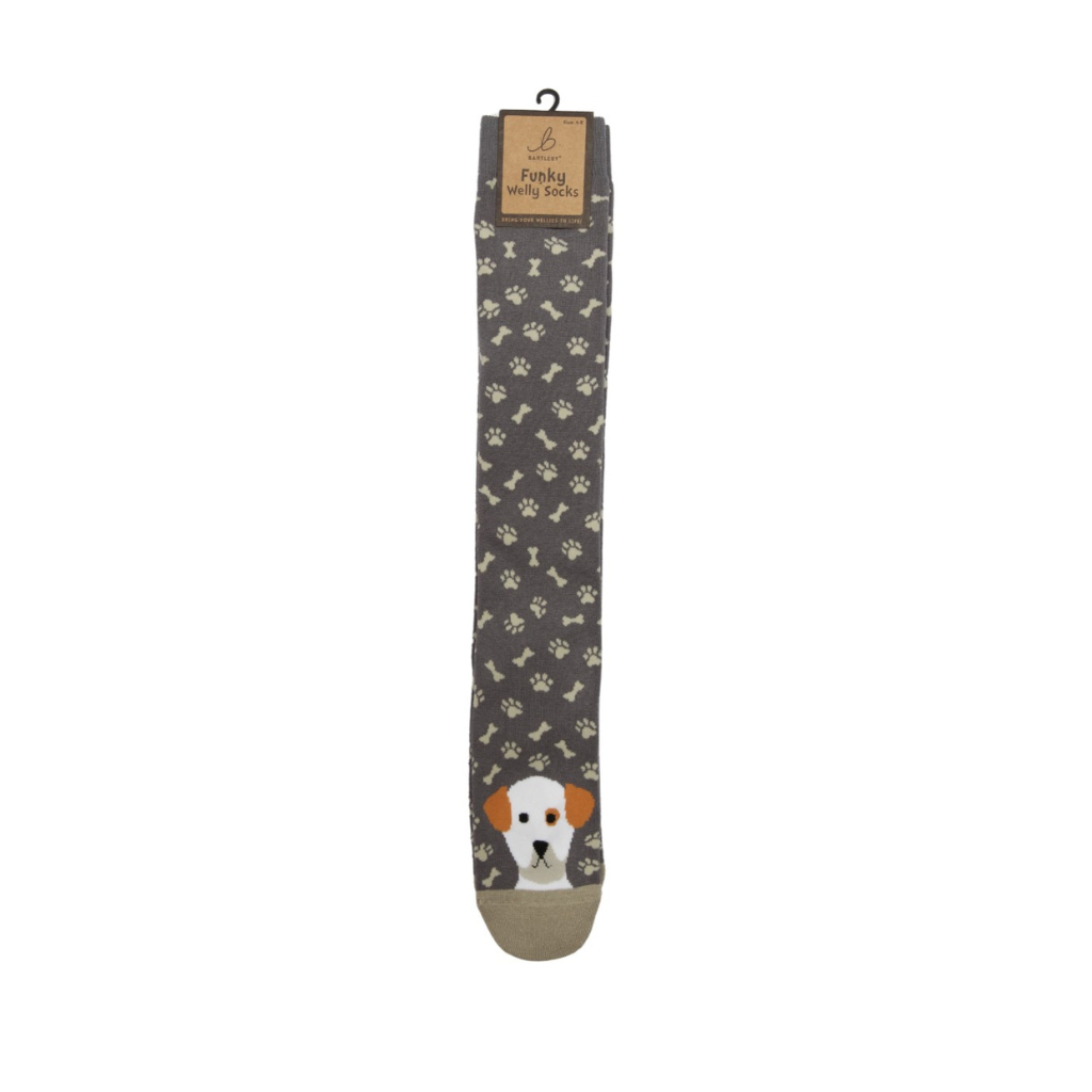 Grey Pawprint Dog Welly Socks