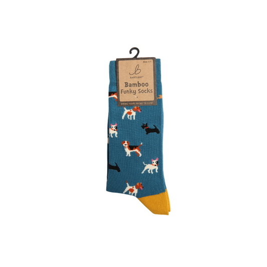 Bamboo Teal Dogs Socks