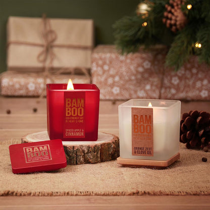 Festive Bamboo Eco Soy Small Candle Set (Set of 2)