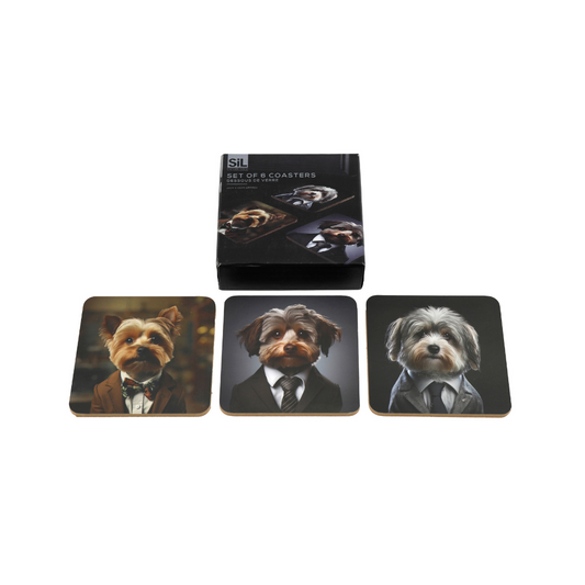 Fluffy Dog Portrait Coasters (Set of 6)