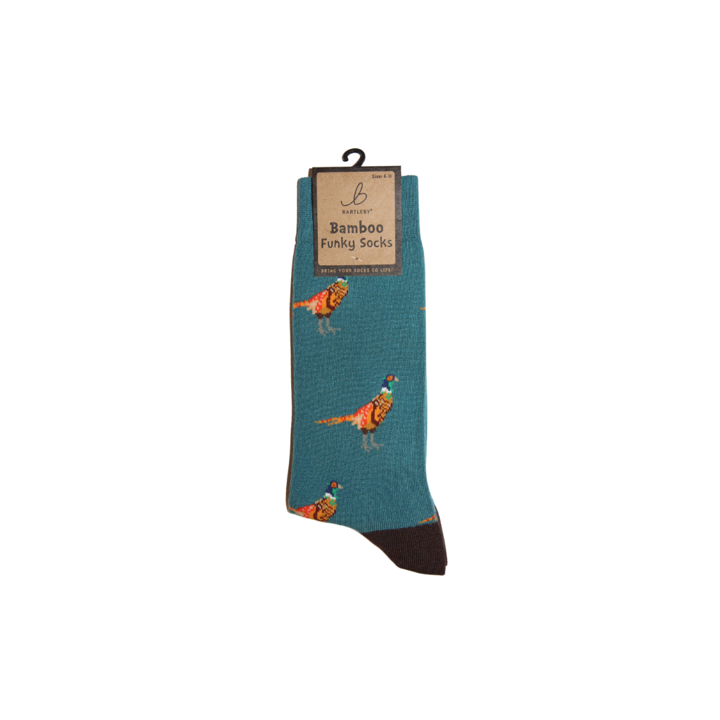 Bamboo Teal Pheasants Socks (6-11)