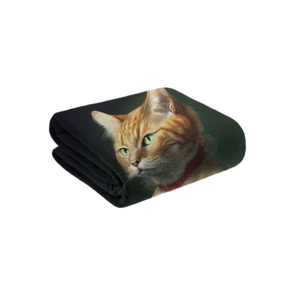 Ginger Cat in Green Portrait Throw