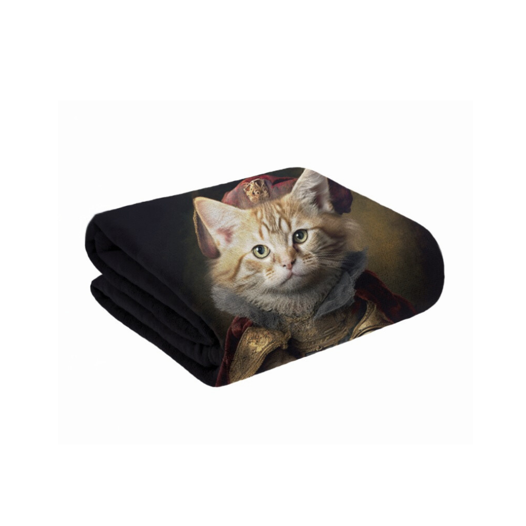 Ginger Cat in Robes Portrait Throw