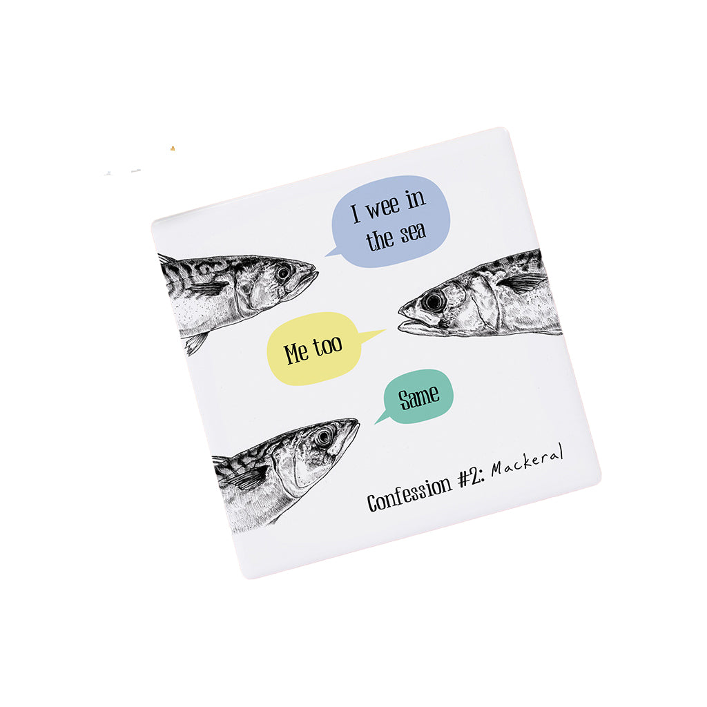 Bewilderbeest Mackeral Confession Coaster