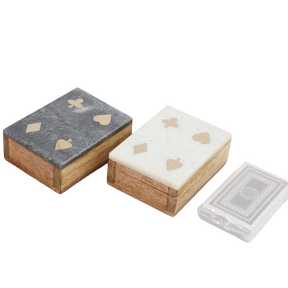 Marble Topped Box & Playing Cards