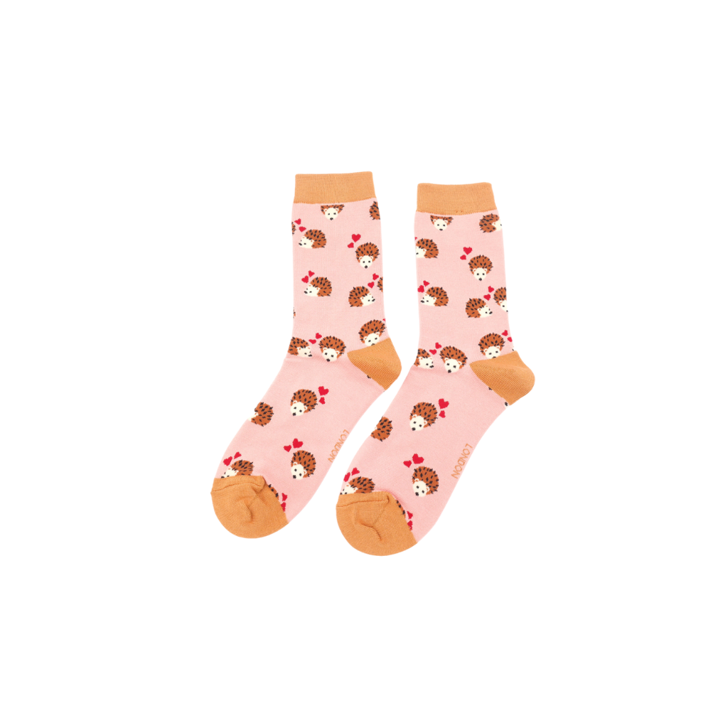 Miss Sparrow Dusky Pink Hedgehog and Heart Socks