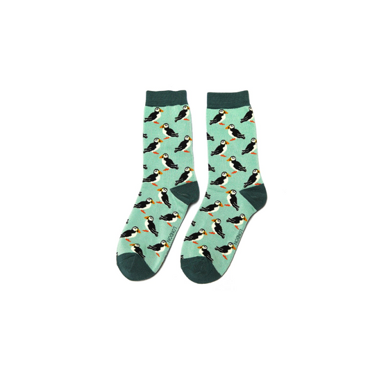 Miss Sparrow Mint Puffin Socks