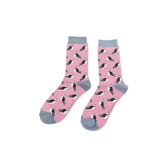 Miss Sparrow Mauve Puffin Socks