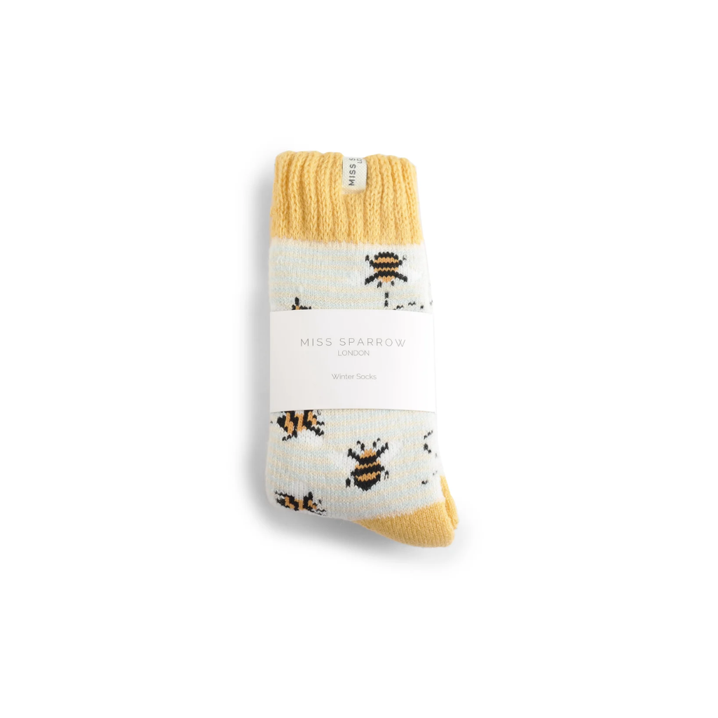 Miss Sparrow Bees & Stripes Winter Socks