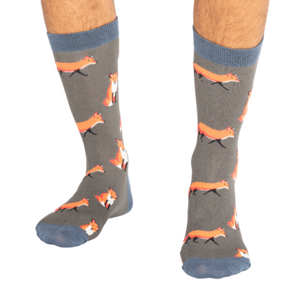 Mr Sparrow Charcoal Foxes Socks