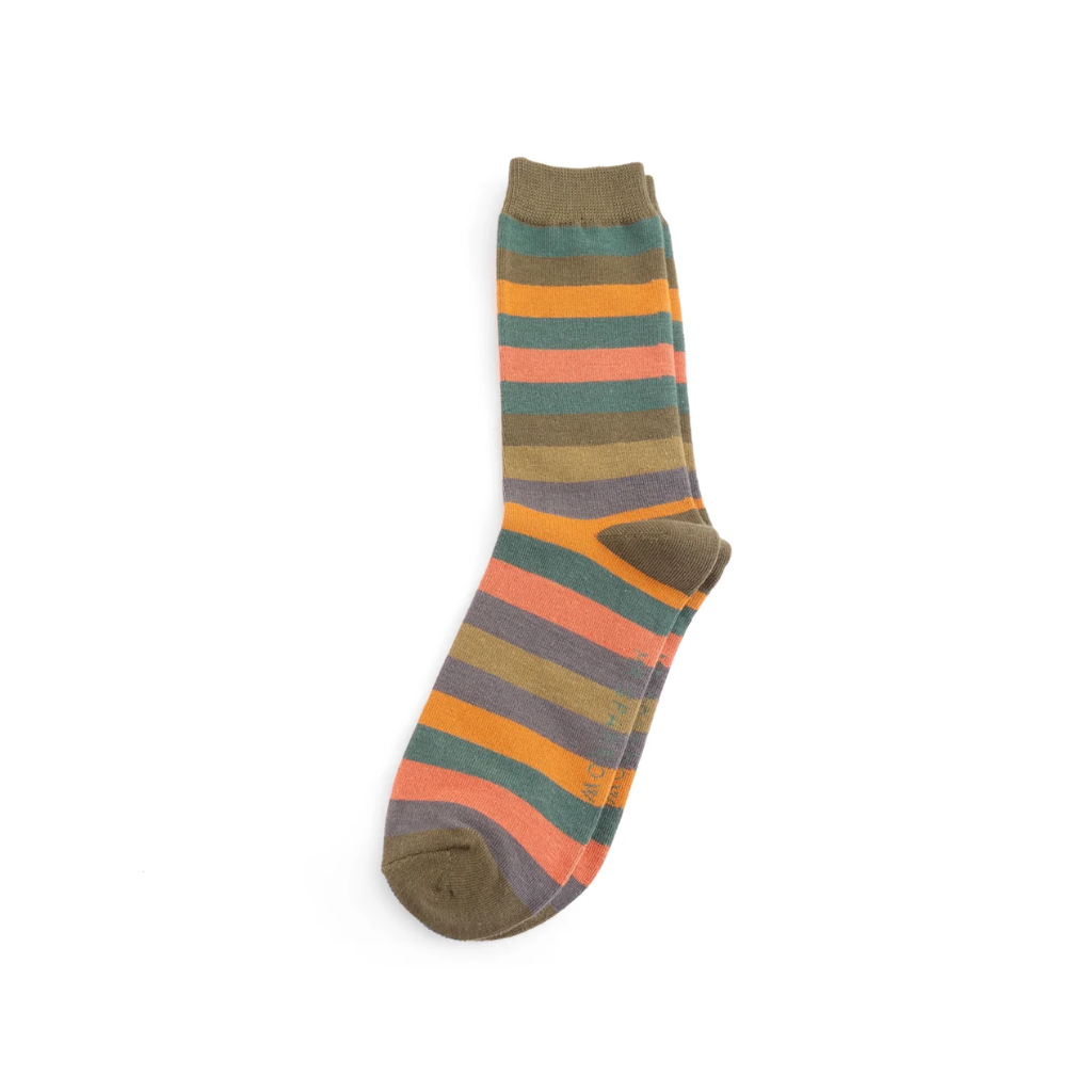 Mr Sparrow Olive Stripes Socks