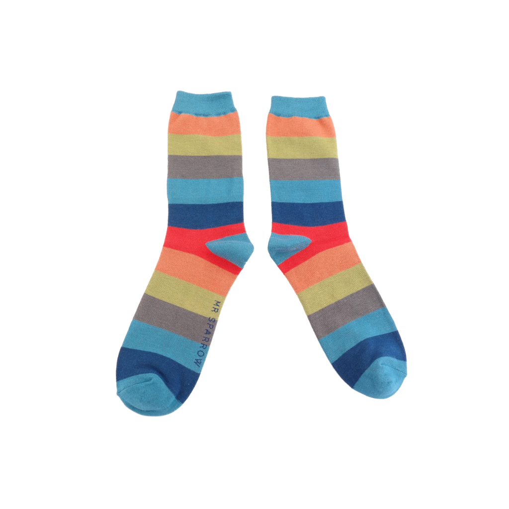 Mr Sparrow Teal Stripes Socks