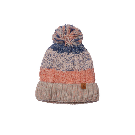 Pastel Stripe Waterproof Bobble Hat