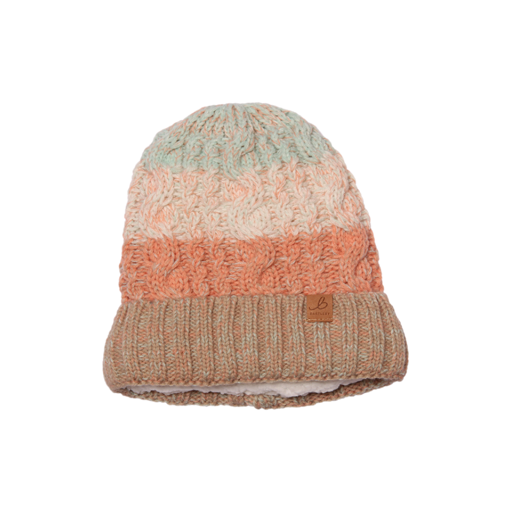 Pastel Stripe Waterproof Cable Knit Beanie