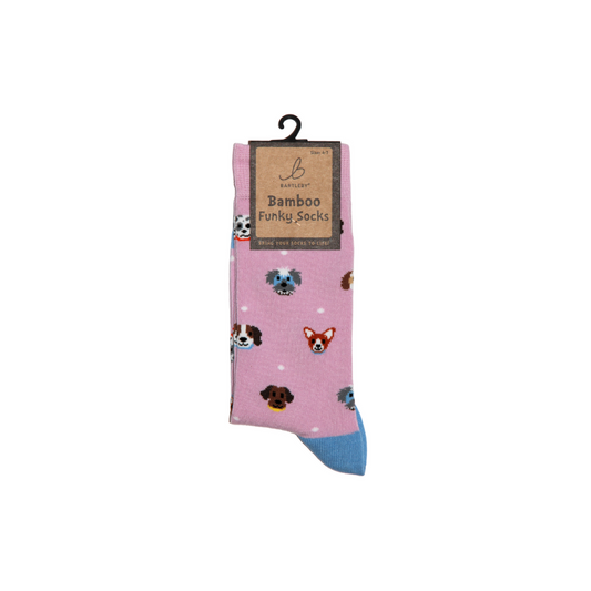 Bamboo Pink Dogs Socks