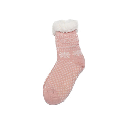 Sherpa Pastel Pink Snowflake Slipper Socks