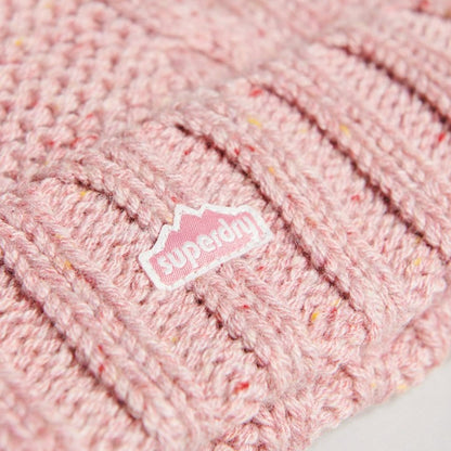 Superdry Cable Knit Pink Bobble Hat