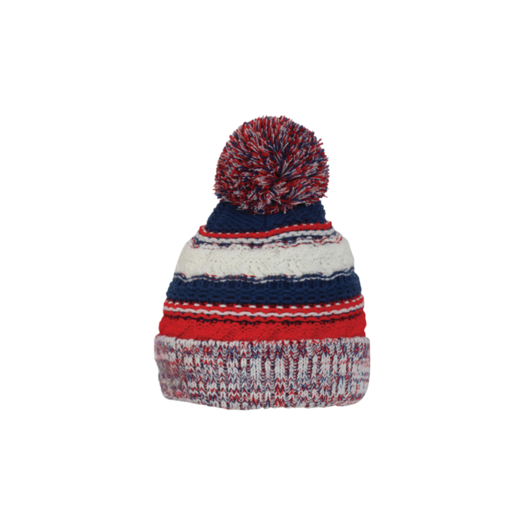 Red Striped Waterproof Bobble Hat