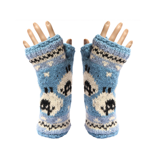 Hand Knitted Fleece Lined Sheep Handwarmers