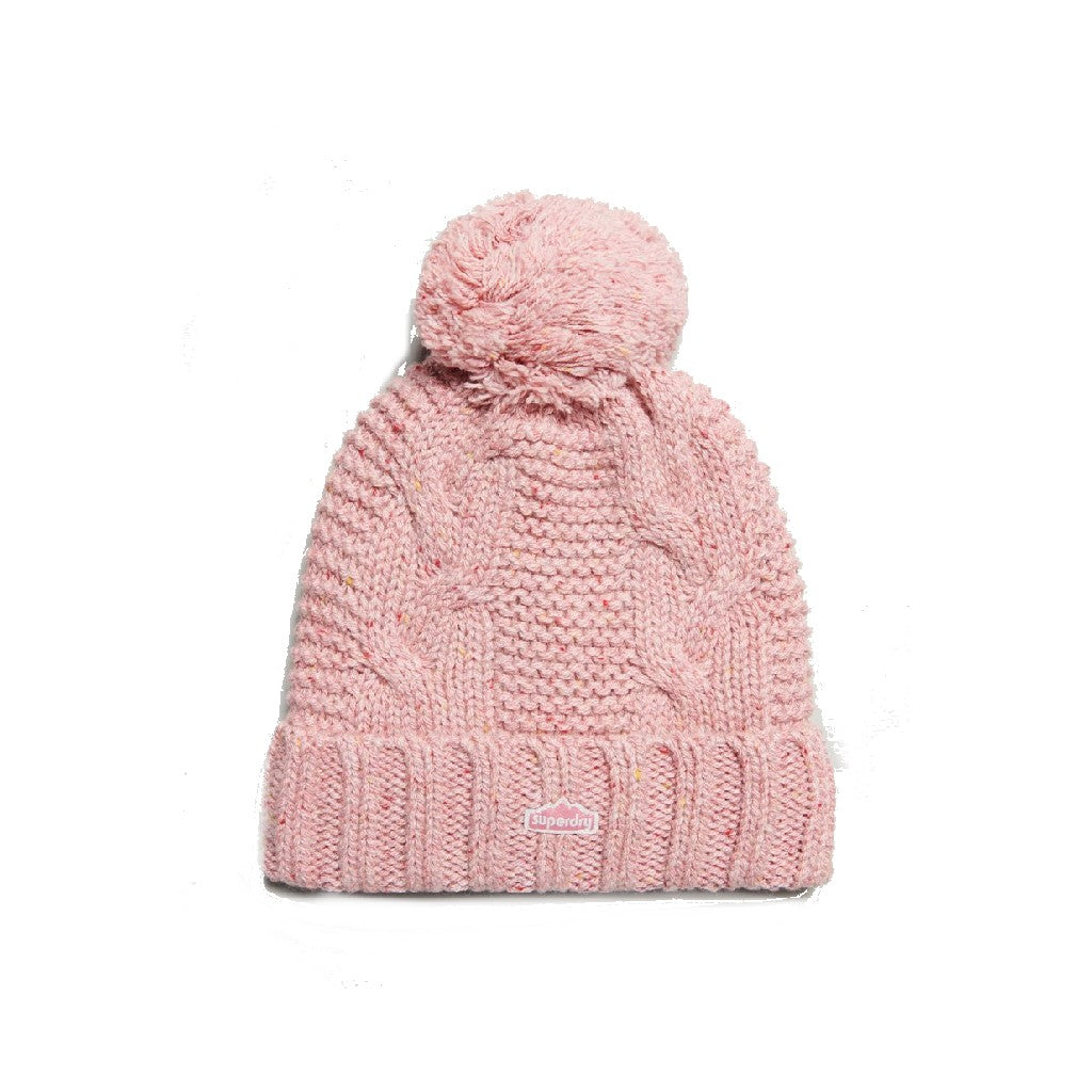 Superdry Cable Knit Pink Bobble Hat