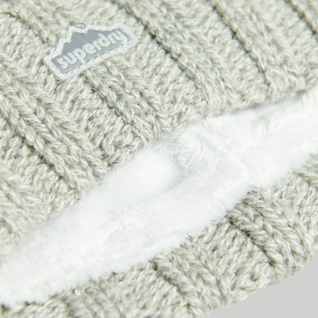 Superdry Cable Knit Light Grey Bobble Hat