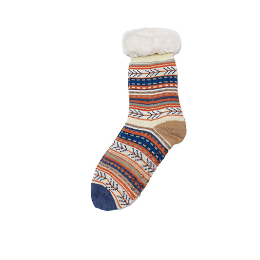 Sherpa Teal & Orange Nordic Slipper Socks