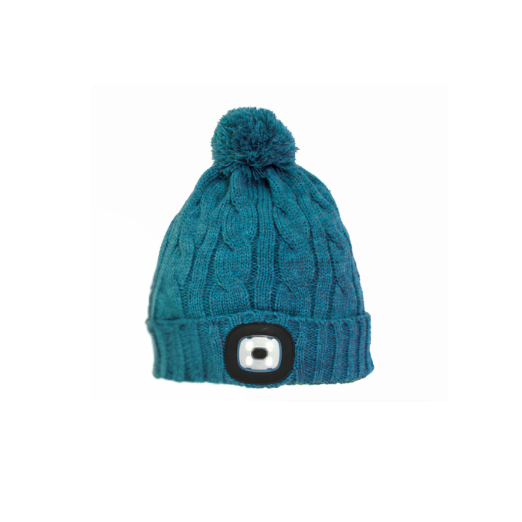 Blue LED Light Waterproof Bobble Hat